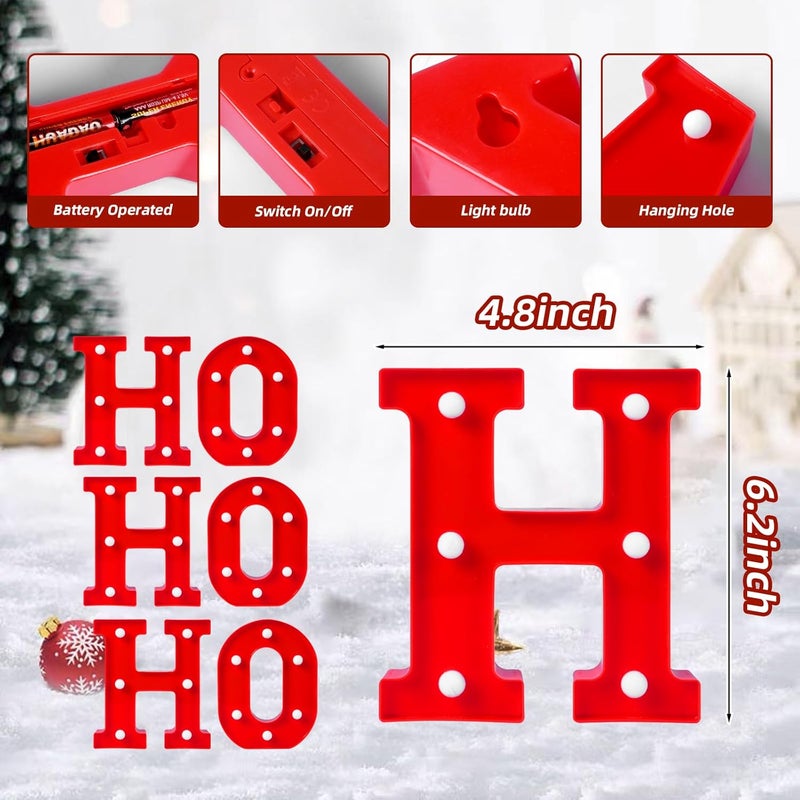 EDYCON Store Christmas Letter Lights Sign Table Decorations Christmas LED Light up Letters Battery Powered Letter for Home Bar Party Bedroom Tabletop Indoor Decor Gift(HOHOHO) - Image 2